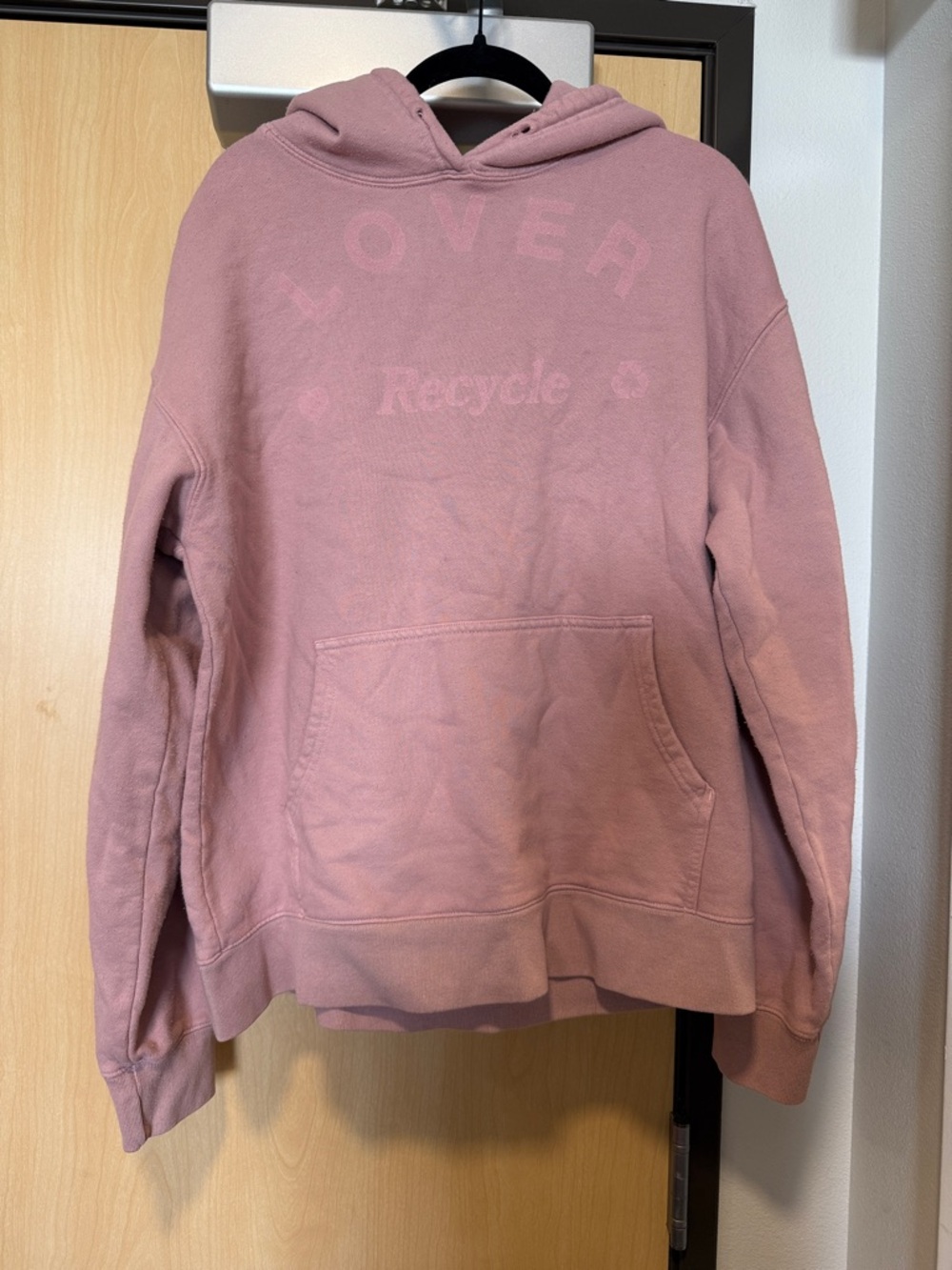 Vintage Dusty Rose Hoodie with 'Lover Recycle' Logo